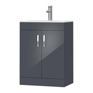 Grey 600mm Floor Standing Bathroom Vanity Unit