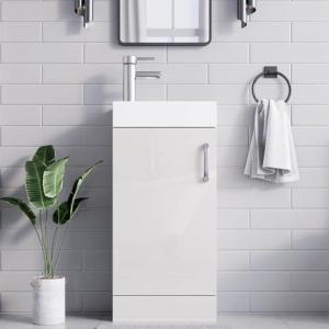White Floor Standing Bathroom Vanity Unit with Basin