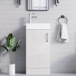 White Floor Standing Bathroom Vanity Unit with Basin