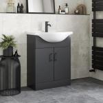 Sleek Black Vanity Unit with Ceramic Sink