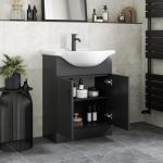 Sleek Black Vanity Unit with Ceramic Sink