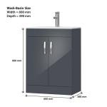 Grey 600mm Floor Standing Bathroom Vanity Unit