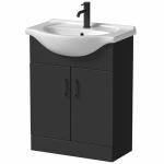 Sleek Black Vanity Unit with Ceramic Sink