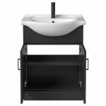 Sleek Black Vanity Unit with Ceramic Sink