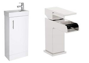 VeeBath Compact White Vanity Unit with Tap
