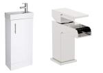 VeeBath Compact White Vanity Unit with Tap