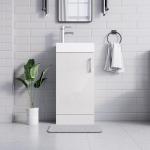 White Floor Standing Bathroom Vanity Unit with Basin