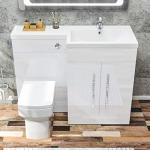 Modern L-Shape Bathroom Vanity Sink and Toilet Set