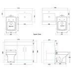 Modern L-Shape Bathroom Vanity Sink and Toilet Set