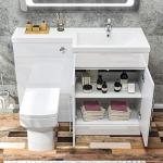 Modern L-Shape Bathroom Vanity Sink and Toilet Set