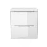 Gloss White Wall Hung Vanity Basin with Drawers