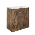 Dark Oak Floorstanding Bathroom Vanity Unit with Gold Handle