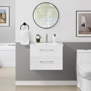 Yaheetech 61cm White Wall-Mount Bathroom Vanity