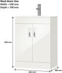 600mm Floor Standing Bathroom Vanity Unit with Sink