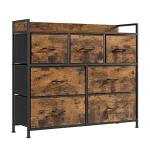 SONGMICS 7-Drawer Fabric Chest, Rustic Brown & Black