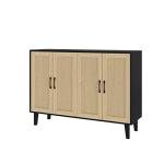 Panana Rattan Accent Storage Cabinet in Black