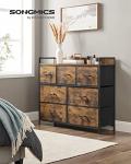 SONGMICS 7-Drawer Fabric Chest, Rustic Brown & Black