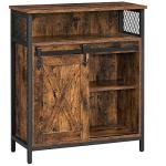 VASAGLE Rustic Brown Storage Cabinet with Barn Door