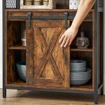 VASAGLE Rustic Brown Storage Cabinet with Barn Door