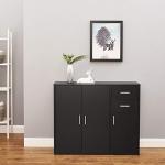 Black Sideboard Storage Unit with Doors and Drawers