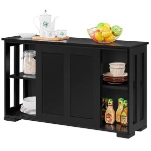 Yaheetech Black Stackable Buffet Cabinet with Sliding Door
