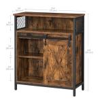 VASAGLE Rustic Brown Storage Cabinet with Barn Door