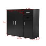 Black Sideboard Storage Unit with Doors and Drawers