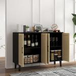 Panana Rattan Accent Storage Cabinet in Black