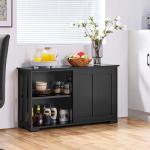 Yaheetech Black Stackable Buffet Cabinet with Sliding Door