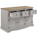 Grey Wooden Sideboard with Three Doors and Drawers