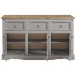 Grey Wooden Sideboard with Three Doors and Drawers