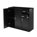 Black Sideboard Storage Unit with Doors and Drawers