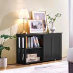 Yaheetech Black Stackable Buffet Cabinet with Sliding Door