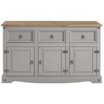 Grey Wooden Sideboard with Three Doors and Drawers