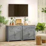 Modern Grey Sideboard Cabinet with Adjustable Shelf