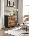 SONGMICS 7-Drawer Fabric Chest, Rustic Brown & Black