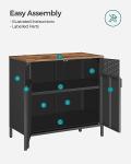 SONGMICS Double Door Metal Storage Cabinet, Rustic Style