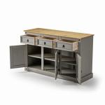 Grey Wooden Sideboard with Three Doors and Drawers