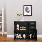 Black Sideboard Storage Unit with Doors and Drawers