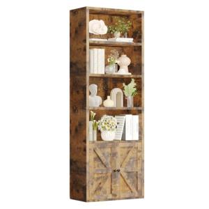 Nordivale Tall 6-Tier Brown Bookcase with Doors
