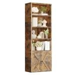 Nordivale Tall 6-Tier Brown Bookcase with Doors