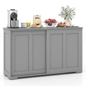 Stylish Grey Kitchen Buffet Cabinet with Sliding Doors