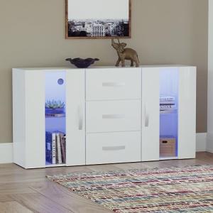 Modern LED White Sideboard with RGB Lights