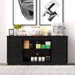Black Wooden Sideboard with Sliding Barn Doors