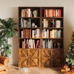 Nordivale Tall 6-Tier Brown Bookcase with Doors