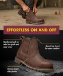 Men's Brown Steel Toe Chelsea Boots, Size 10