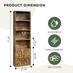 Nordivale Tall 6-Tier Brown Bookcase with Doors