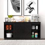 Black Wooden Sideboard with Sliding Barn Doors