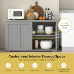 Stylish Grey Kitchen Buffet Cabinet with Sliding Doors