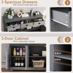 Modern Grey Sideboard Storage Cabinet with Drawers